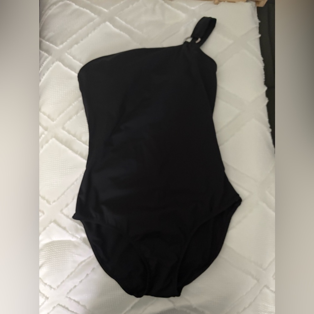 Assets By Spanx One-Shoulder Black One-Piece Swimsuit